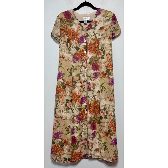 Vtg Coldwater Creek Cottagecore Silk Fairy Midi Dress Size 10 Coquette Romantic - Picture 1 of 4